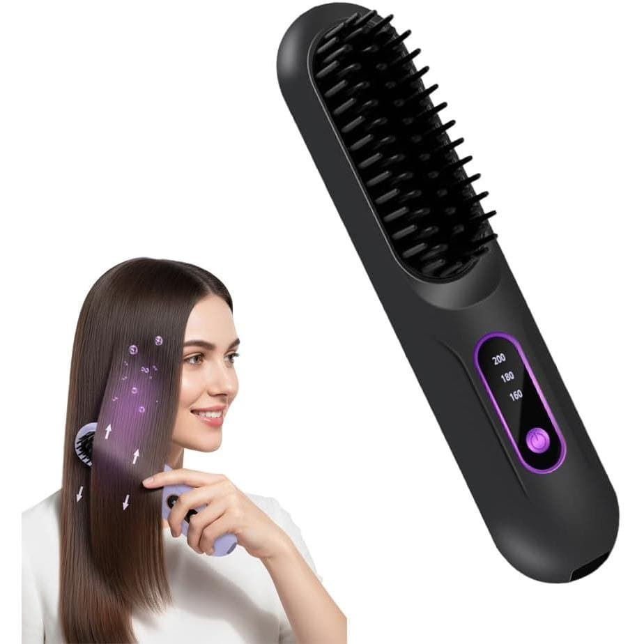 Escova Alisadora de Cabelo.2026 Nova Escova Alisadora Portátil para Viagens, Aquecimento Rápido, Escova Mini Alisadora d