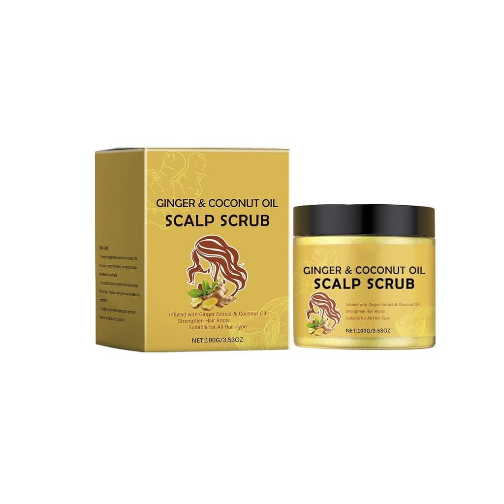 Esfoliante Capilar de Gengibre e Óleo de Coco – Esfoliante Suave para Limpar e Revitalizar o Couro Cabeludo, Adequado pa