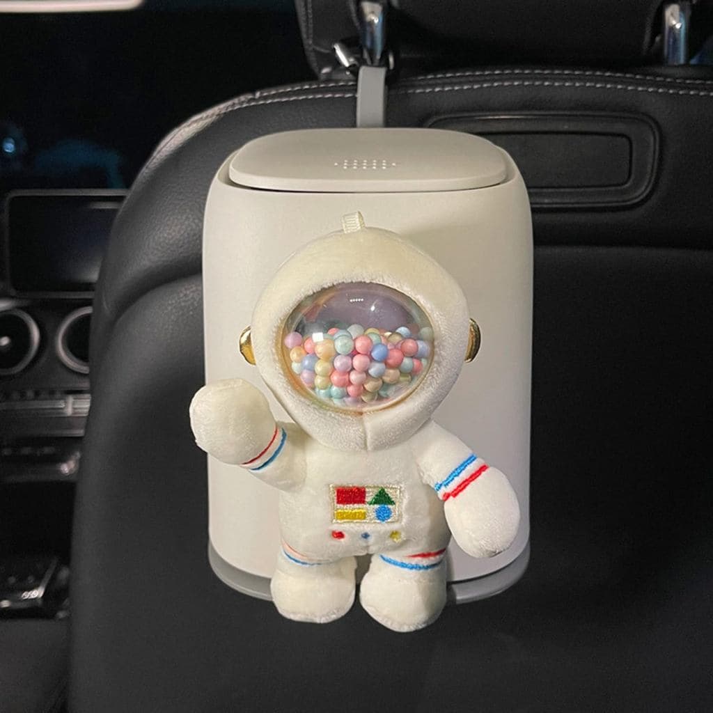 1/2 PCS Lixeira para Carro com Tampa, Decoração de Pelúcia Fofa, Lixeira Mini à Prova de Vazamentos com Saco de Lixo par