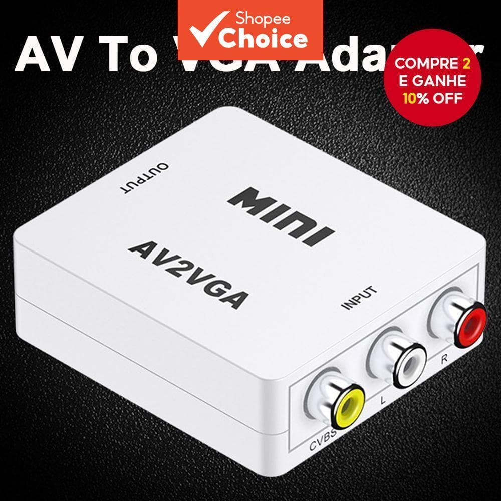 Adaptador de Vídeo AV RCA para VGA para TV Box, Monitor de PC, HDTV 1080P, Mini Conversor