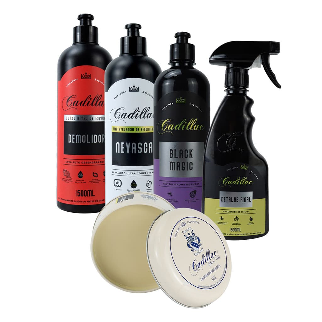 Kit Lavagem Automotiva Hard Wax Black Magic Shampoo Nevasca Demolidor Cadillac Estética Automotiva