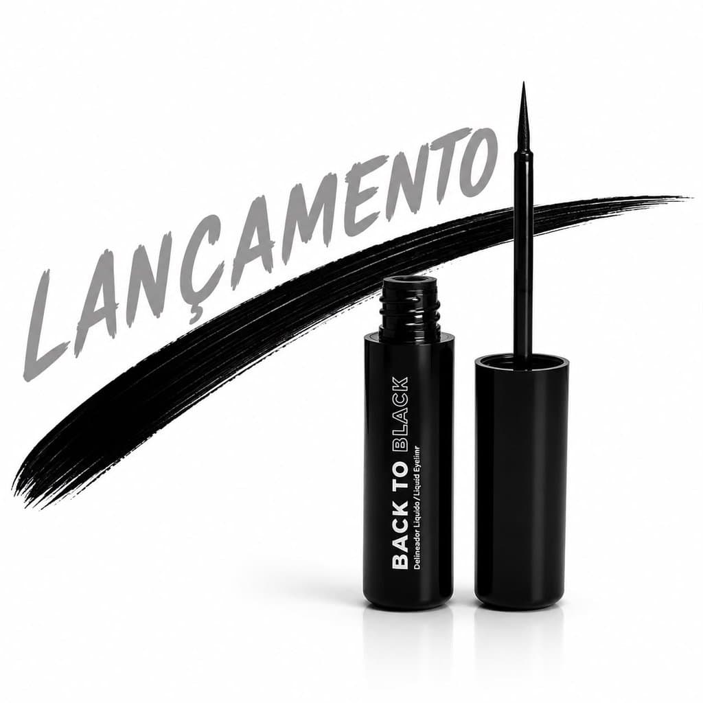 Delineador Líquido Ruby Rose Back To Black Preto Matte 4,8g Secagem Rápida Lançamento