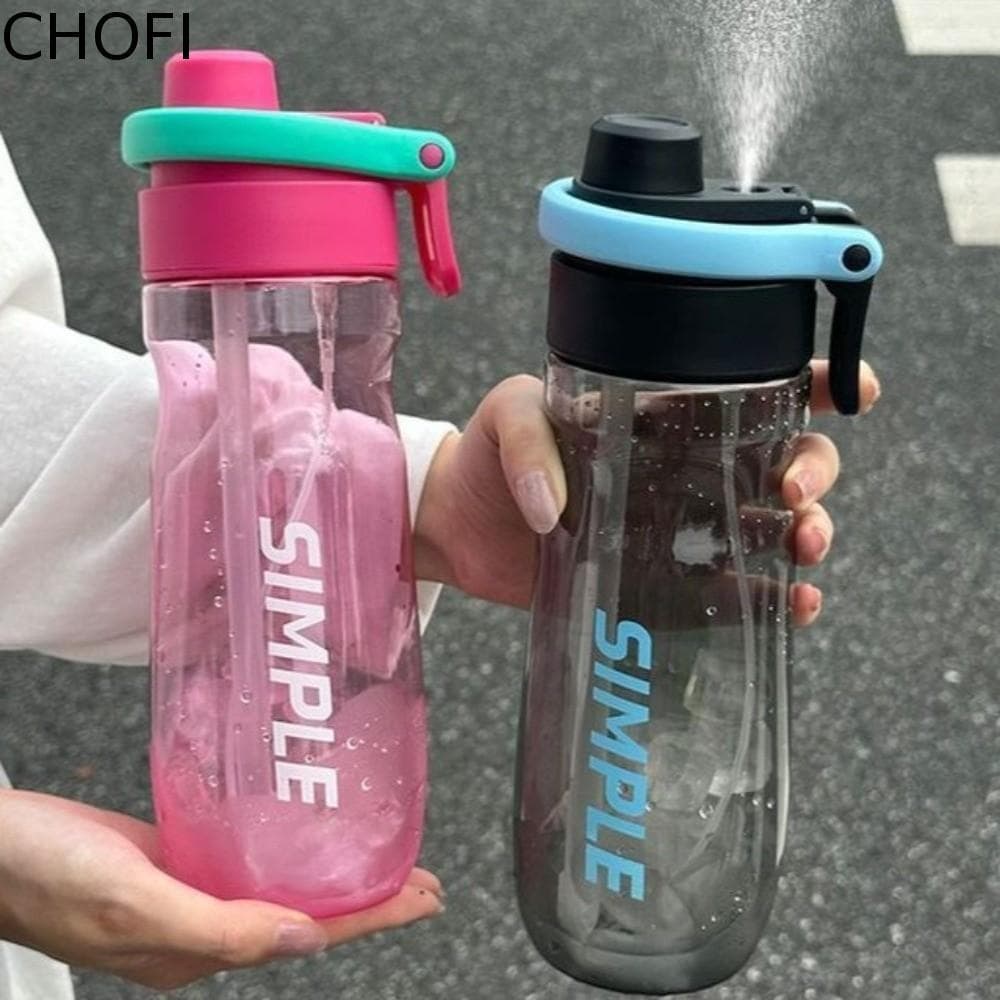 Garrafa De Água CHOFI , Garrafas Portáteis De 750 Ml , À Prova De Vazamento Durável Com Spray De Palha Para Academia