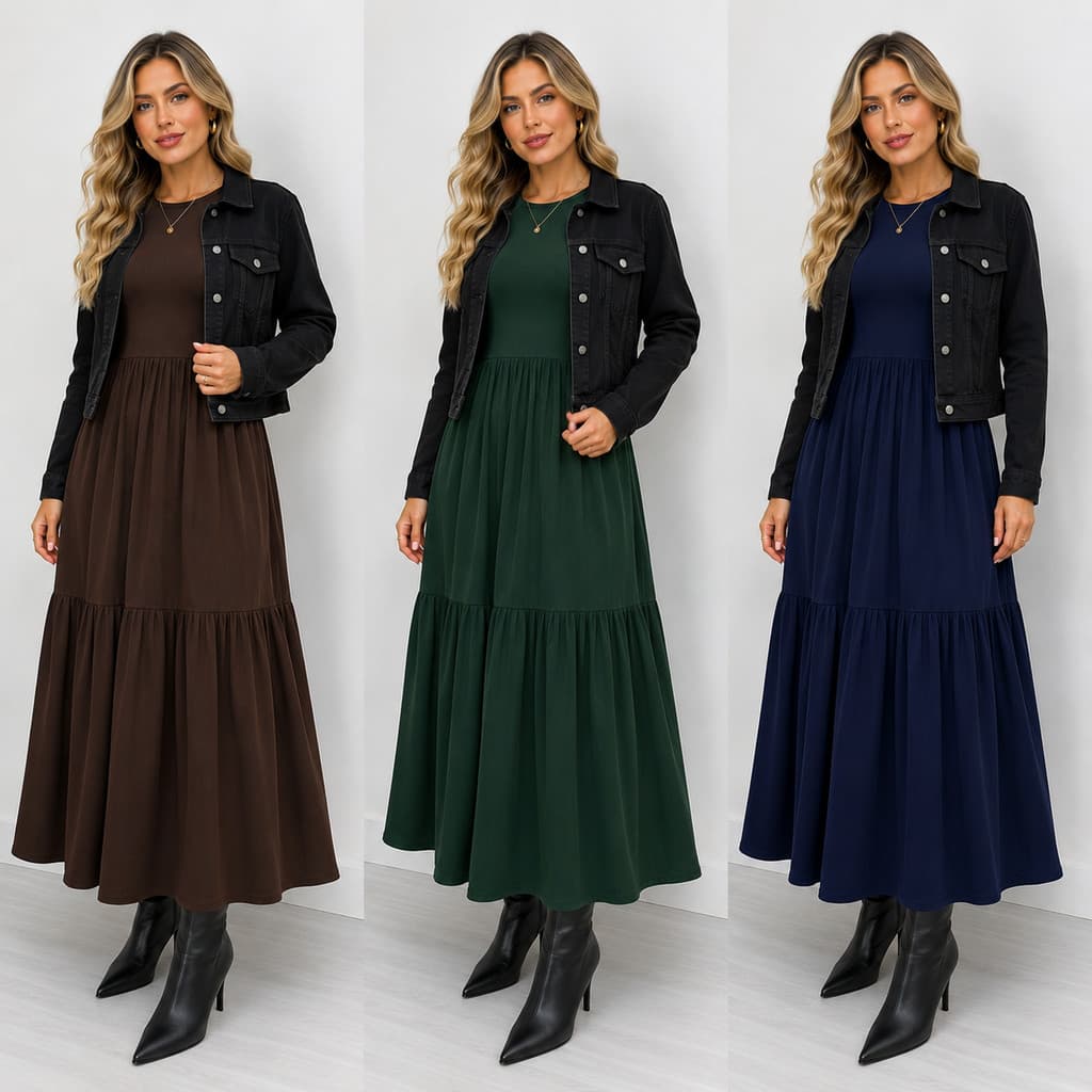 Vestido Longo Feminino Elegante Versátil Sem Mangas Saia Plissada 3 Marias Várias Cores - 502