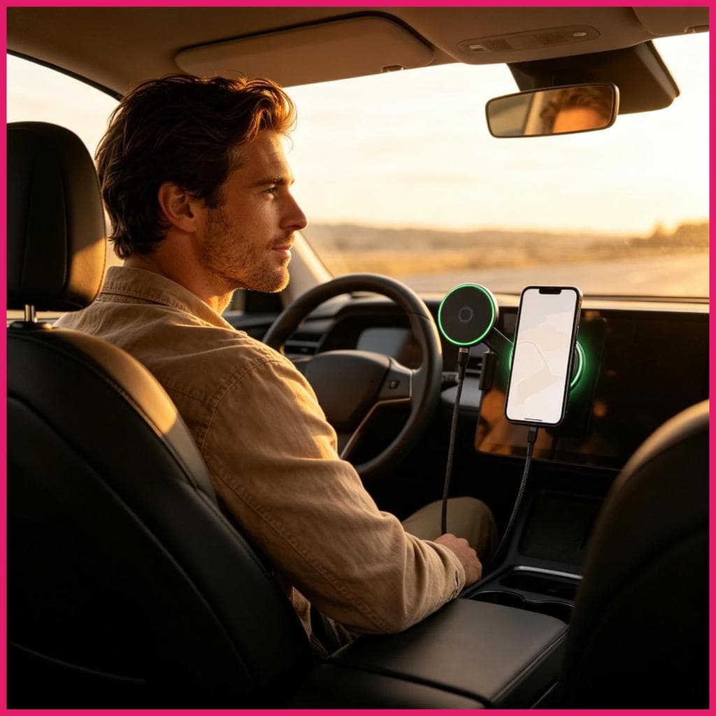 Tela Do Carro Montagem Telefone Magnético Carregador Sem Fio Smartphone Titular De Controle Central Berço Para terkibr