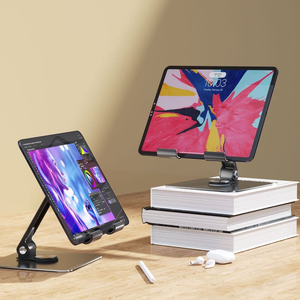 Suporte giratório de Metal para Tablet, 360 graus, adequado para celular, Desktop, aprendizagem dobrável, adequado para