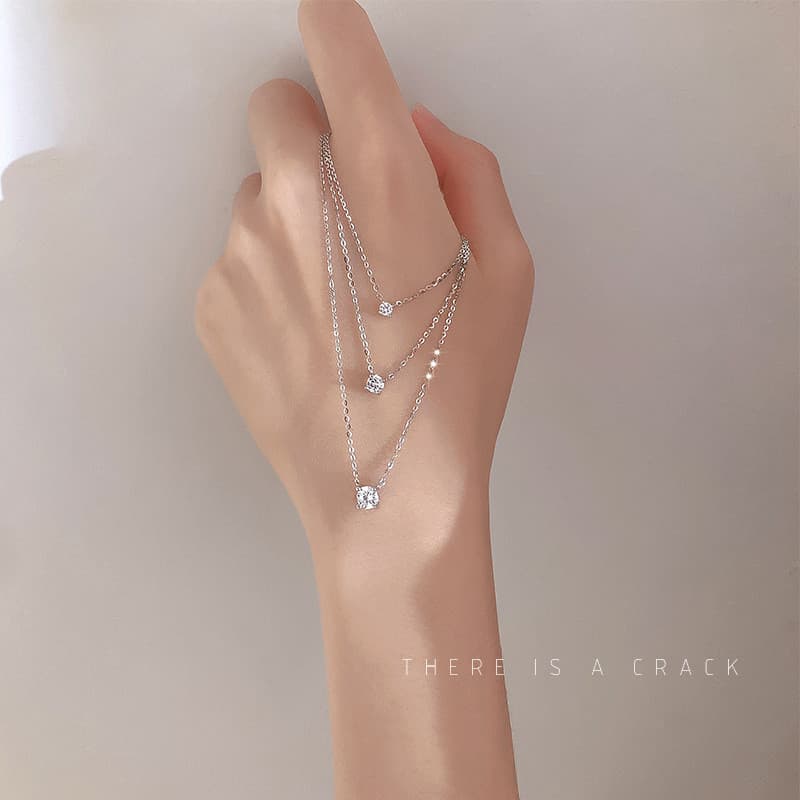 S925 Prata Zircão Colar Feminino Moda Cristal Pingente Jóias De Luxo Presente