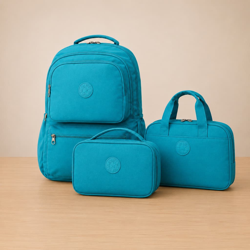Kit Mochila Escolar c/ Lancheira Térmica e Estojo Feminino/Masculino - Volta as Aulas