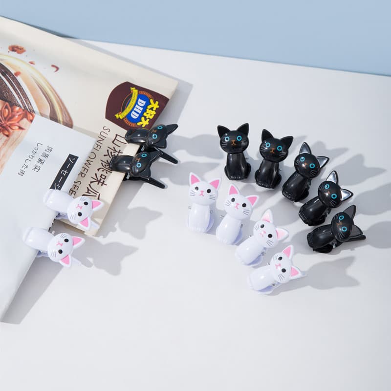 [Estoque pronto] Clipes de escritório para gatos mais vendidos, 8 peças, clipes para lanche, clipes à prova de vento, pr