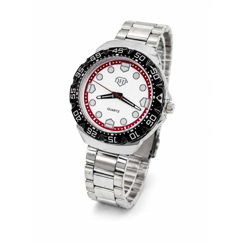 Relógio Masculino DHP TAG Luxo Quartz Prata Aço Inoxidável Analógico Resistente à Água Original