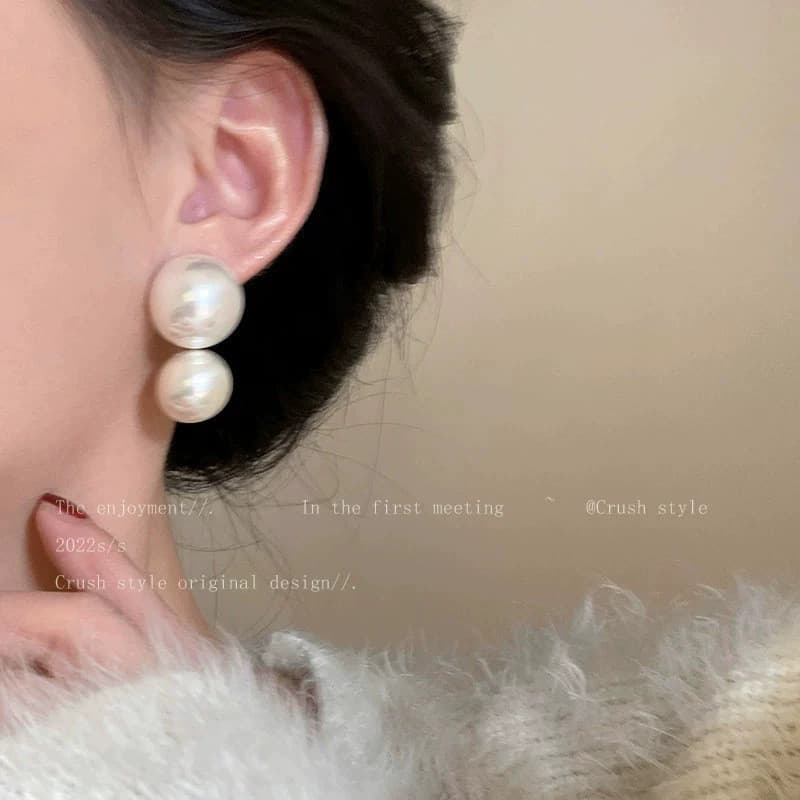 XI Hepburn estilo branco grande pérola brincos feminino francês High-End brincos Design requintado único quadrado redond