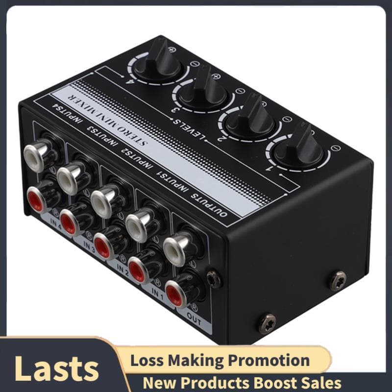 Mini Mixer De Áudio Estéreo , Misturador Passivo De 4 Canais , Entrada De Soquete Para Reprodutores De CD De Estúdio Ao