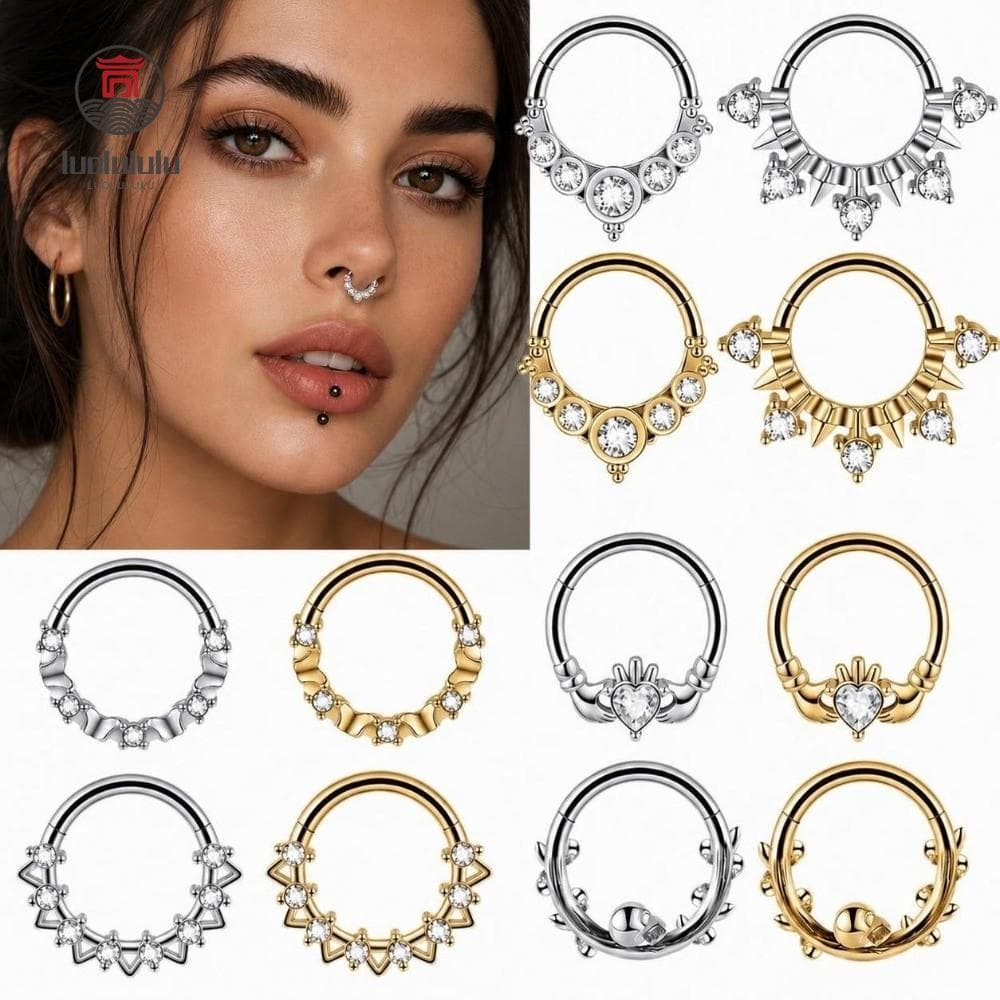 LUOLULULU 1 Peça De Anel Clicker De Septo , Brinco De Argola De Cartilagem Articulada De Aço Inoxidável , Coração