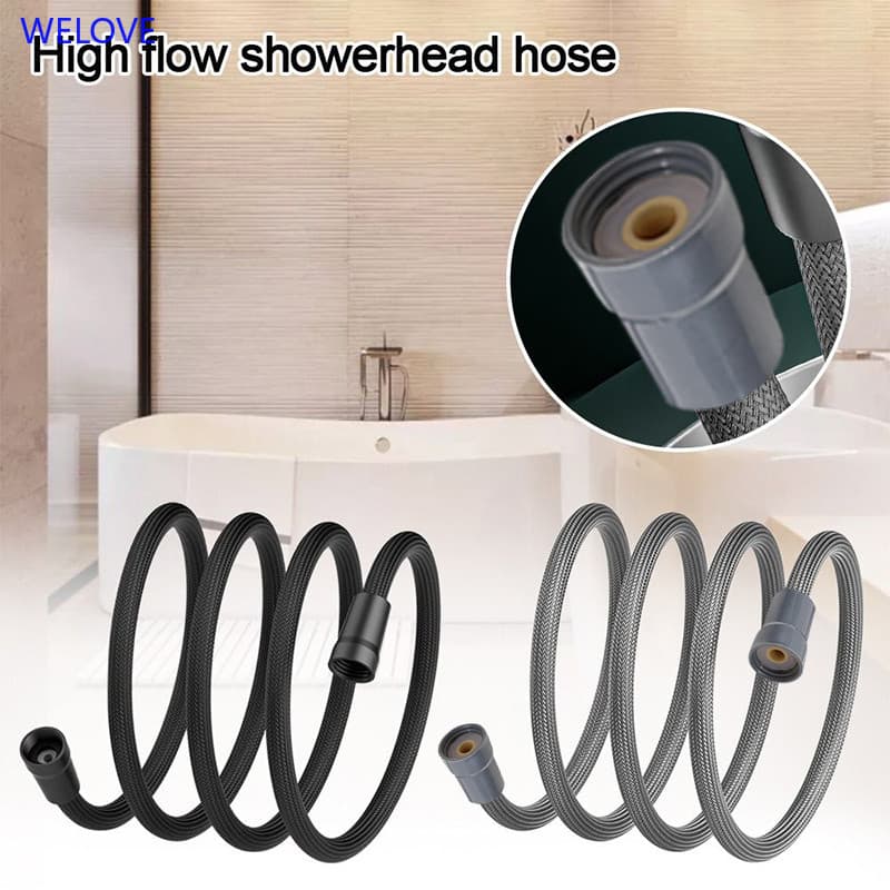 < WL > 1.5m/2m De Alto Fluxo Anti Enrolamento Náilon Trançado Mangueira À Prova De Explosão Tubo De Chuveiro Interface U