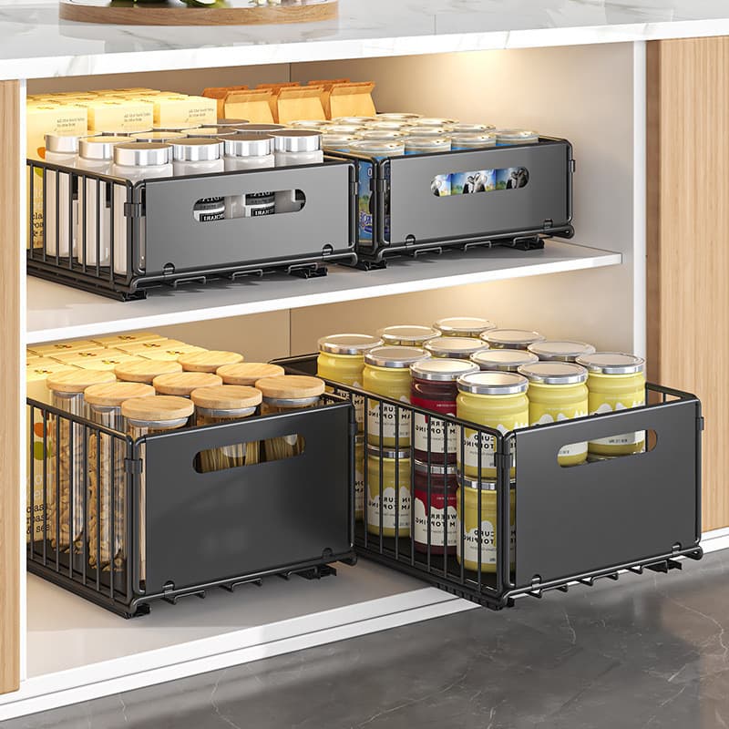 [Novo produto] armário de prateleira de cozinha, cesta removível, pia de esgoto, caixa de armazenamento de camada única,