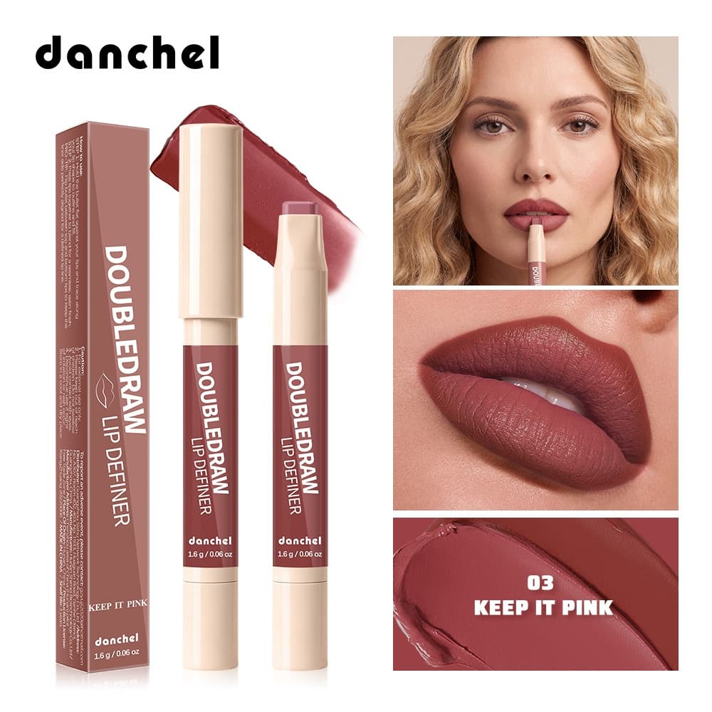 Danchel DoubleDraw Lip Definidor-Liner 2 Em 1 E Caneta Para Preenchimento Labial | Bálsamo Satin Finish Hidratação Od