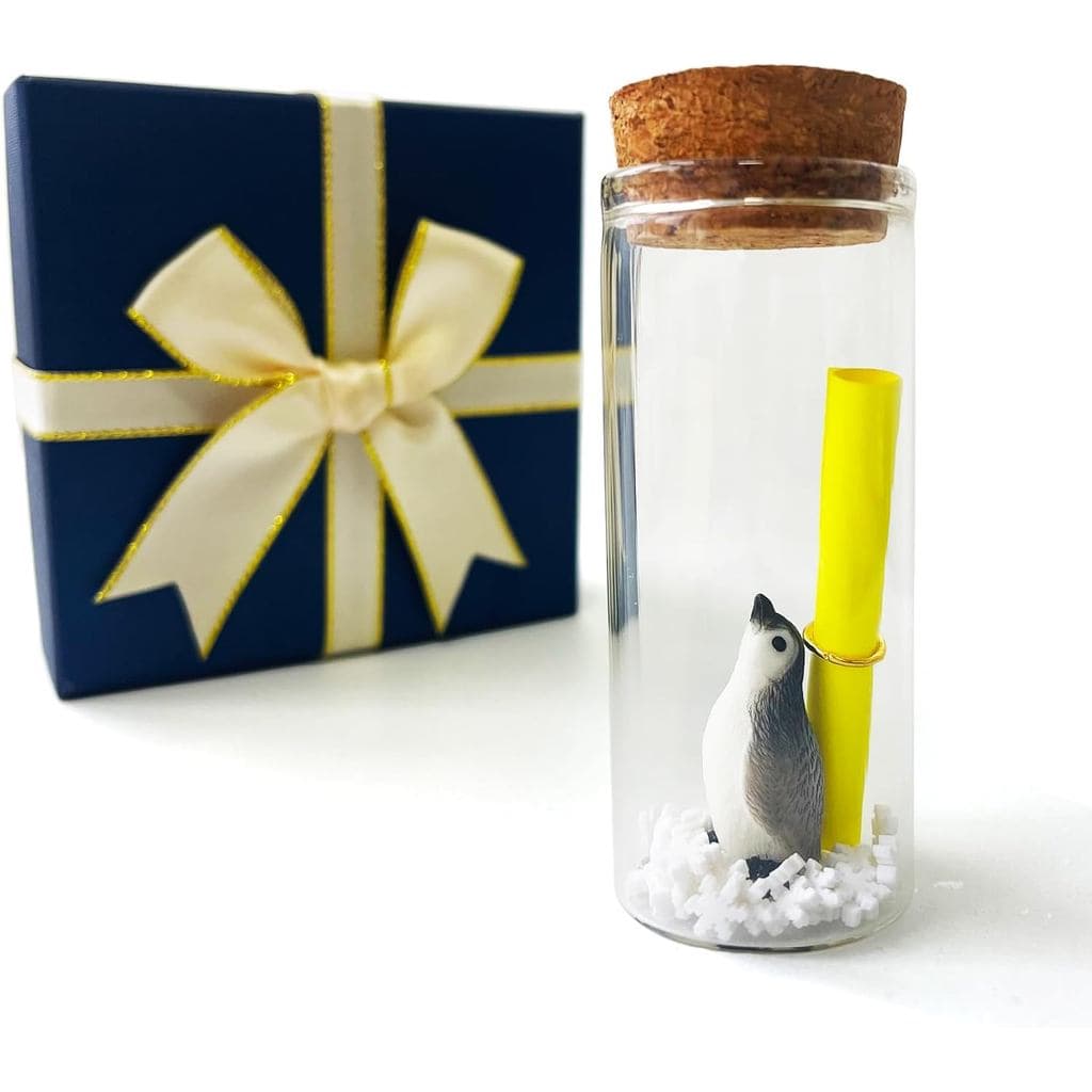 Presente "Eu Te Amo", Mensagem de Pinguim Fofo em uma Garrafa |   Romântico, Presente de Aniversário ou de Dia dos Namor