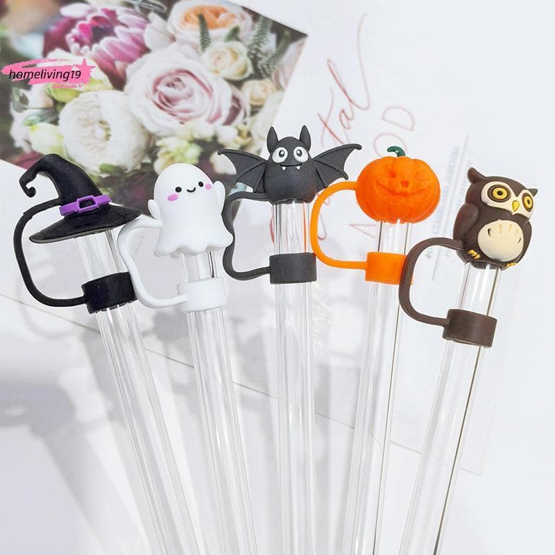 HOM Tampa De Palha De Halloween Para Copo , Topper Silicone 10mm , À Prova De Poeira , Pontas Reutilizáveis Quente