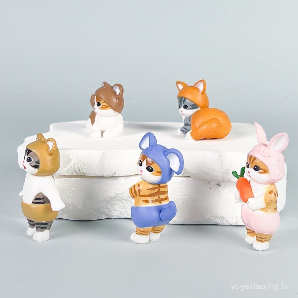 Figurinha de Gato Fofo Transformável em Caixa Surpresa, Adorável Pequeno Animal Decorativo para Mesa, Brinquedo Moderno