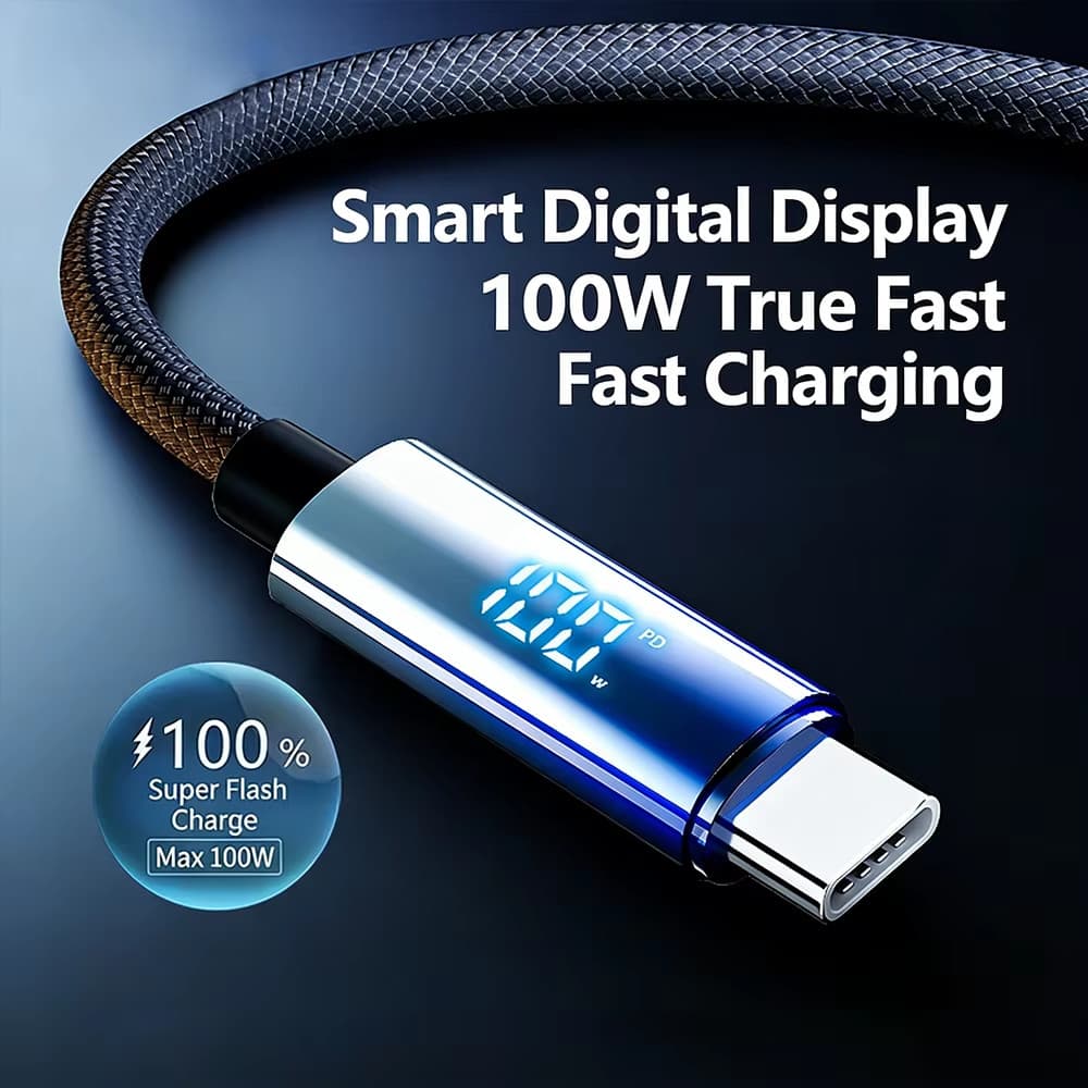 PD 100W USB C Para Tipo-Cabo Display Digital Fio De Carregamento Rápido Xiaomi Samsung De Dados
