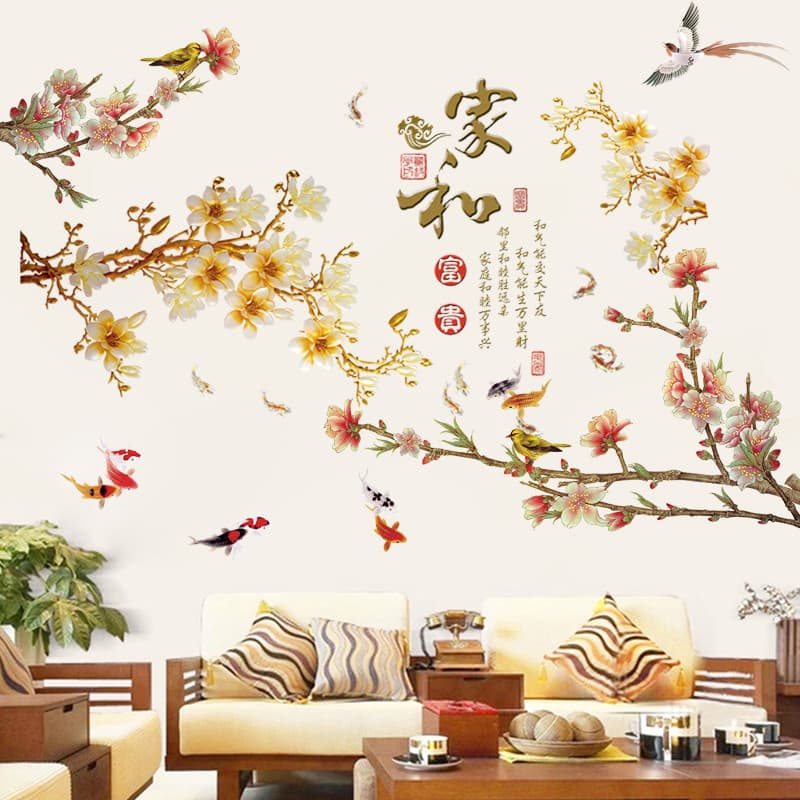 Quente estilo chinês 3d tridimensional adesivos de parede TV fundo parede sala decoração auto-adesivo papel de parede ad