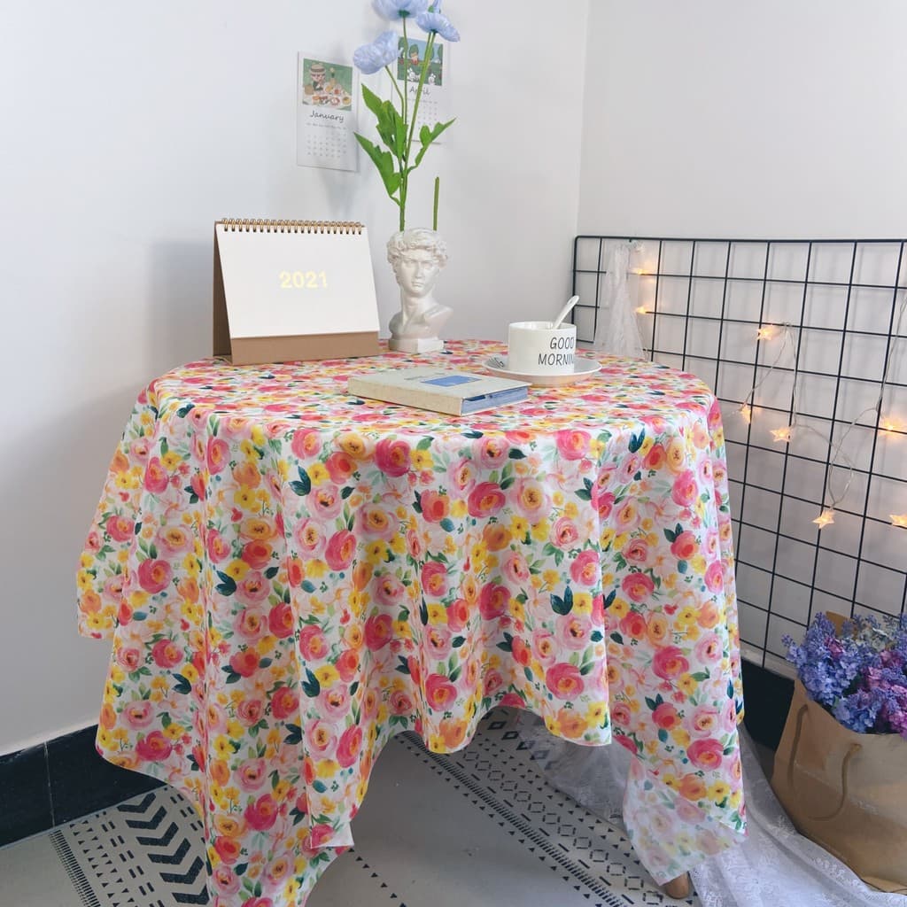 Bloggers coreanos recomendam toalha de mesa Floral pequena retrô estilo casa fundo macio pano dormitório mesa