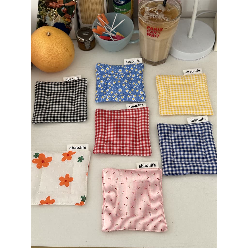 Abao-caseiro em treliça Floral acolchoado dupla camada quadrada Coaster almofada de isolamento térmico almofada de mesa