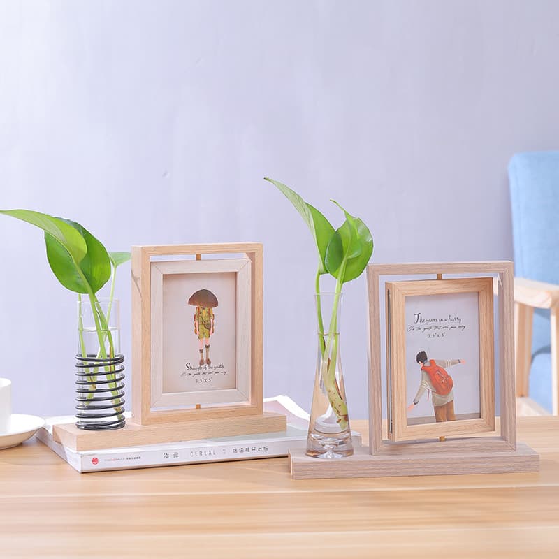 Ins moldura de foto mesa 17cm criativo dupla face moldura de foto planta hidropônica moldura de foto led luz decorativa