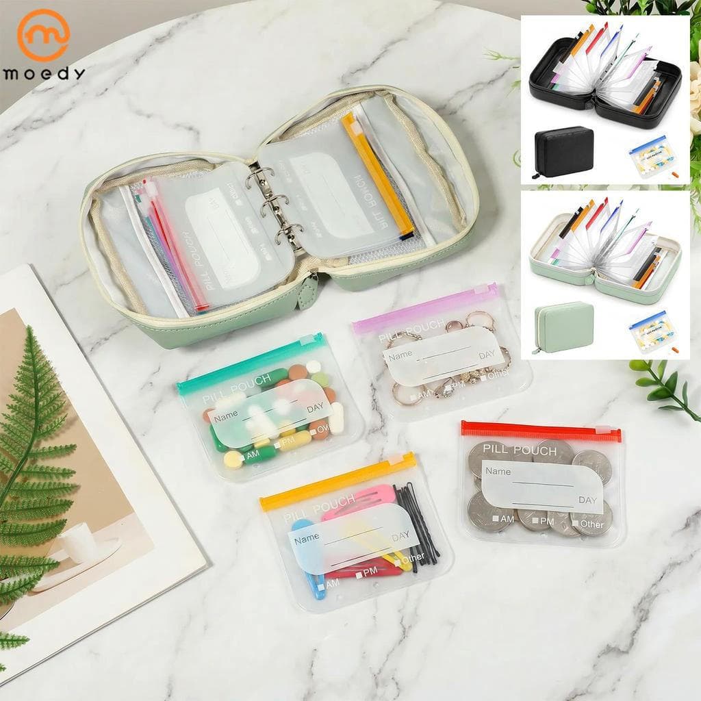 Organizador Portátil Para Fichário De Comprimidos , Reutilizável Viagem Com 14 Bolsos Internos Codificados Por Cores Cas