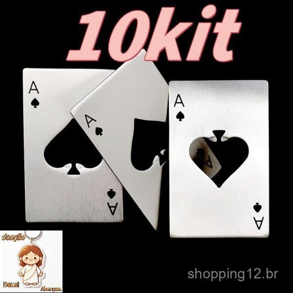 Kit 10 Abridor De Garrafa 8.5*5.4cm Formato Carta De Baralho De Aço Inox Portátil