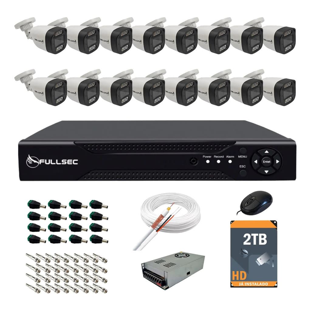 Kit 16 Câmeras Segurança Vigilancia Cftv Dvr  Hd  Fullsec