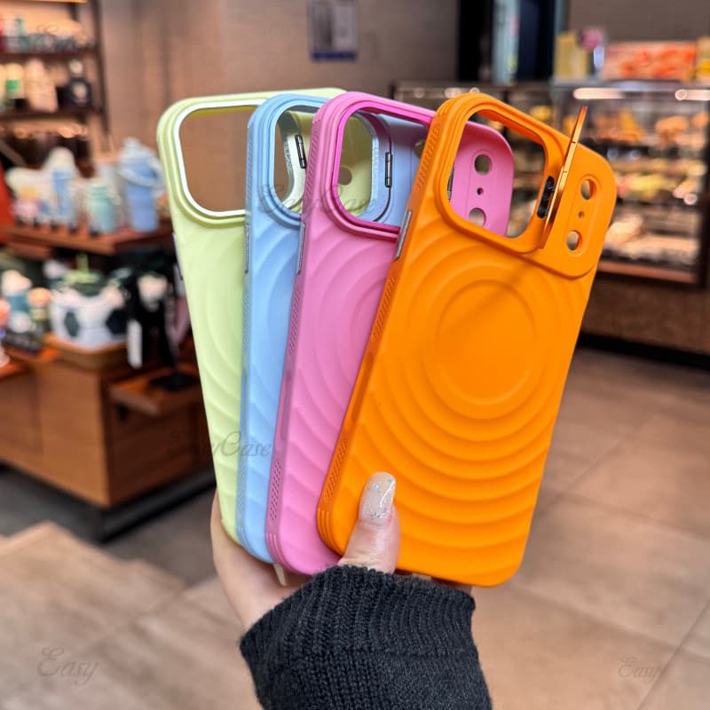 Case Suporte Lente Dopamina Capa Magnética Ondulação iPhone 17ProMax 16 15 14 13 12 11 Tra Antiderrapante E anti-rasei