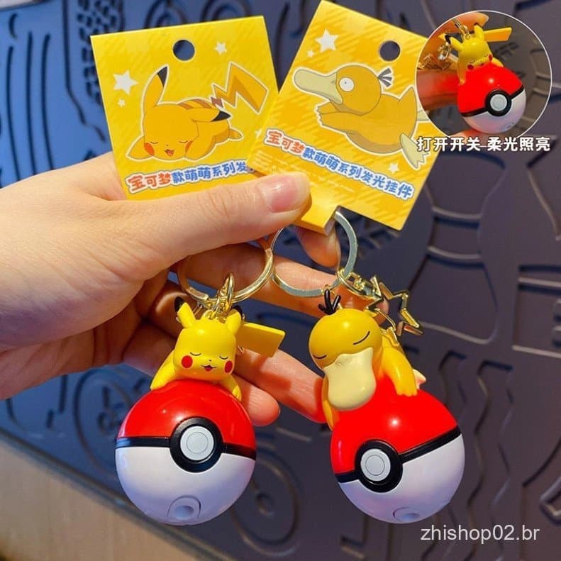 Genuíno Pokémon Pikachu Luminous Poké Ball Chaveiro Criativo Boneca de Desenho Animado Bolsa Escolar Pingente