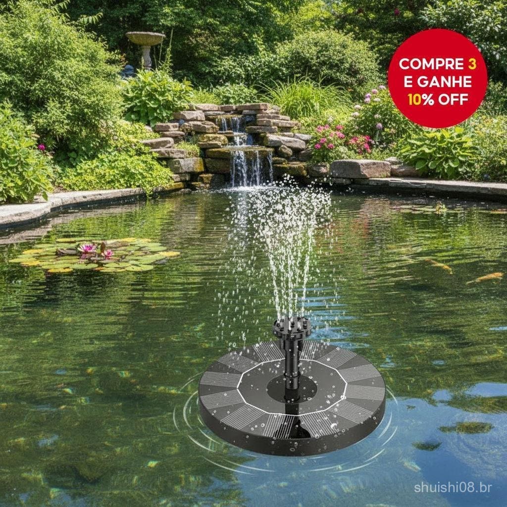 Bomba de fonte Solar sem bateria, adequada para lagos e jardins externos - funciona apenas na luz Solar direta