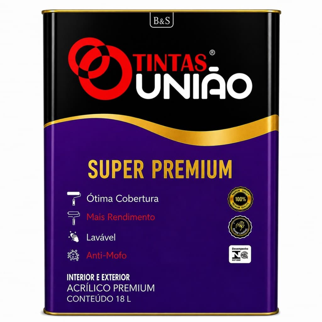 Tinta Acrílica Premium Tintas União 18L Branco Neve Interior e Exterior