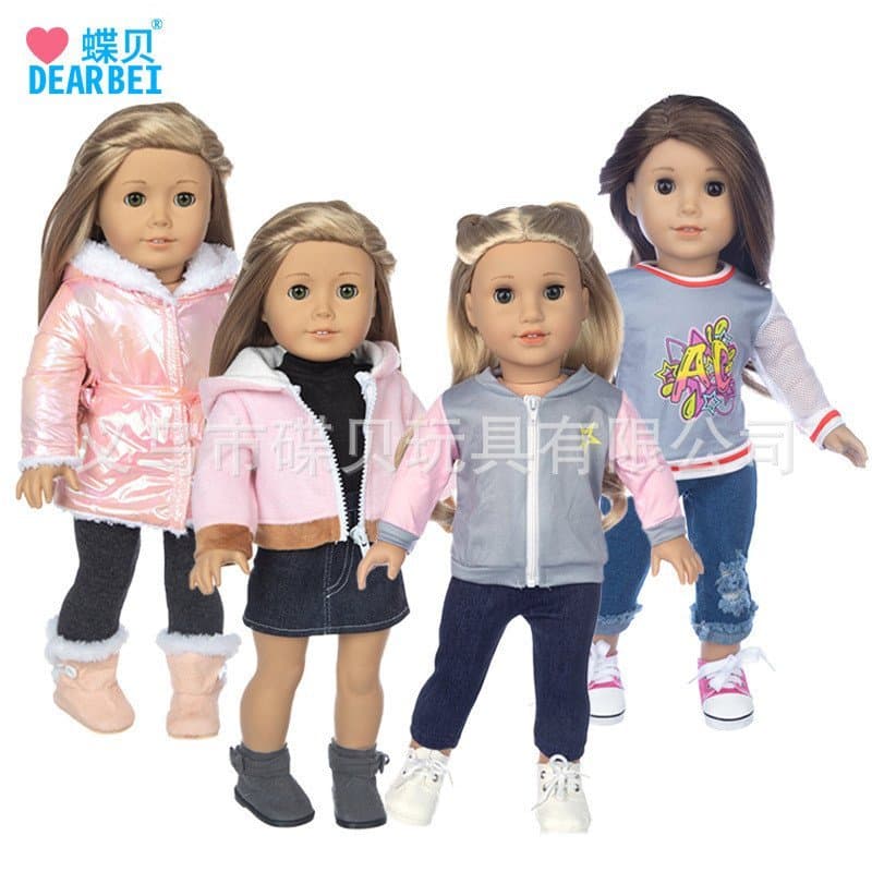 Roupas para bonecas American Girl de 18 polegadas, muito vendidas, incluindo conjunto de inverno, jaqueta de lã rosa, ro