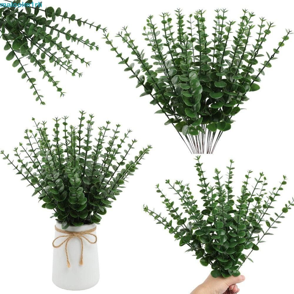MALCOLM 10 Pçs/set Folha De Eucalipto Artificial , Simulação De Plantas Falsas De Plástico , Não Desbotam