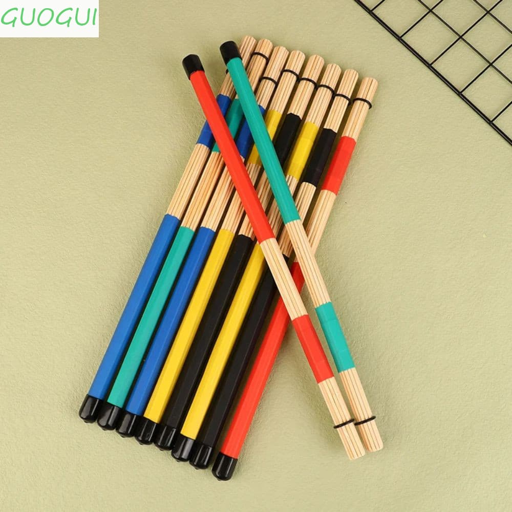 GUOGUI 1 Par De Baquetas , Profissionais De Alta Qualidade , Escovas De Tambor Coloridas Com Cabo De Borracha De 40 Cm