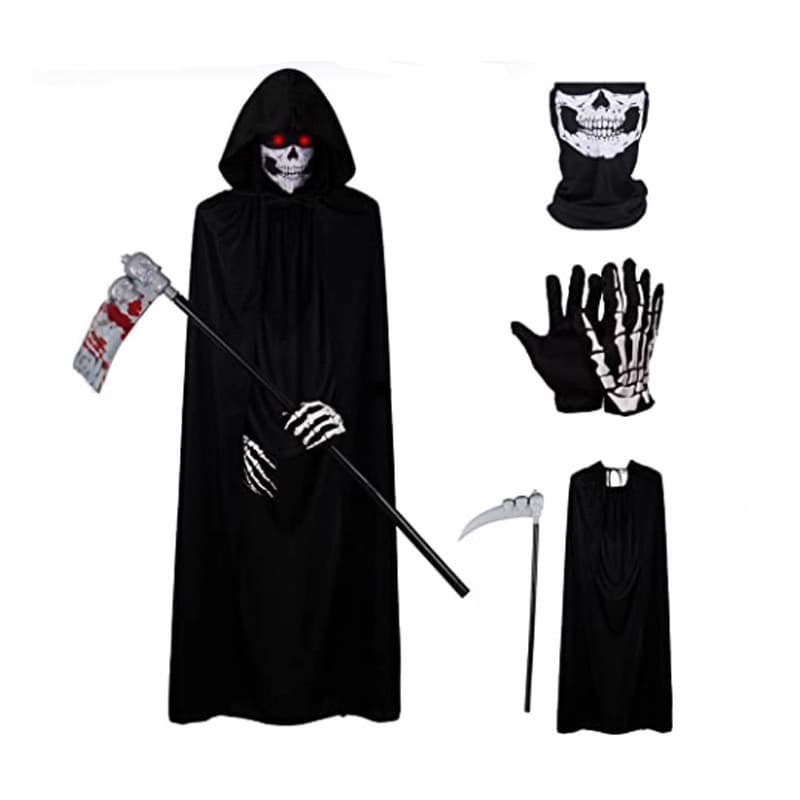 Capa de Halloween para jogar Death Wizard Capa preta para festa Capa de vampiro da morte