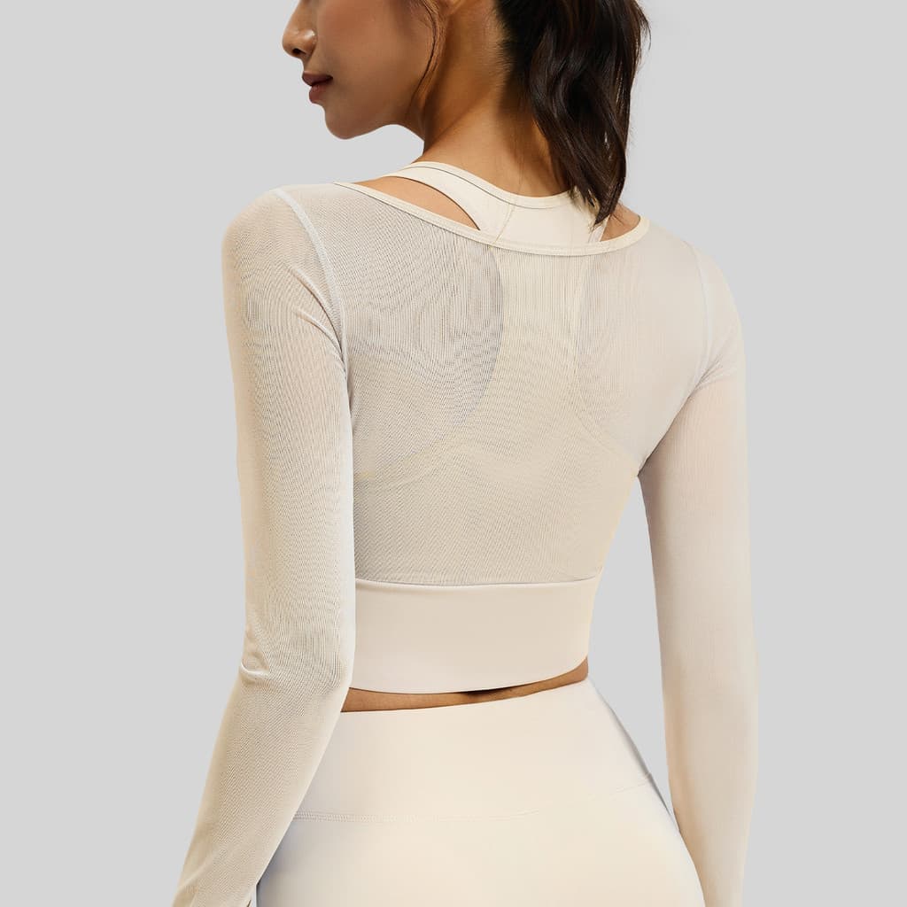 Juyitang malha falsa roupas de Yoga de duas peças de manga comprida mais magro olhar fixo almofada no peito esportes rou
