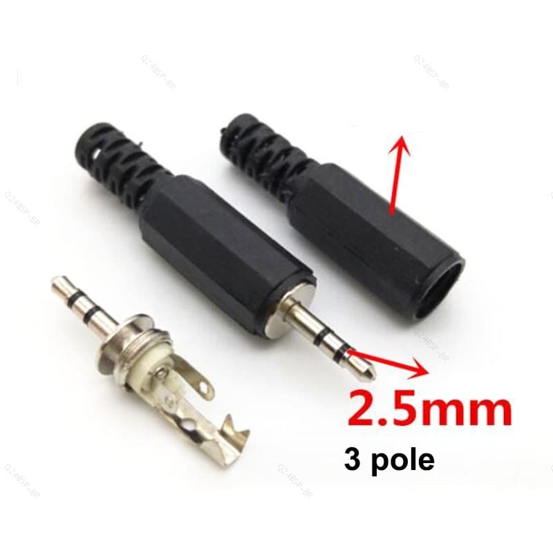 2.5mm 2 Pólos 3 2.5 Áudio Mono Estéreo Macho jack Plug Conector Plugues Para Fone De Ouvido Do Telefone BR24B