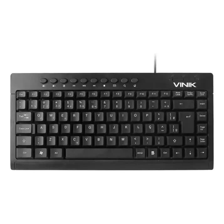 Mini Teclado Preto Usb Vinik Abnt2 Multimídia Compacto Slim