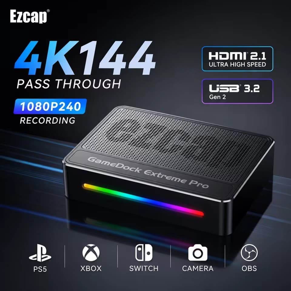 Placa De Captura De Vídeo Ezcap401 HDMI USB3.2 HDMI2.1 4K144 HDR VRR 1080P240 Gravador De Jogos Transmissão Ao Vivo