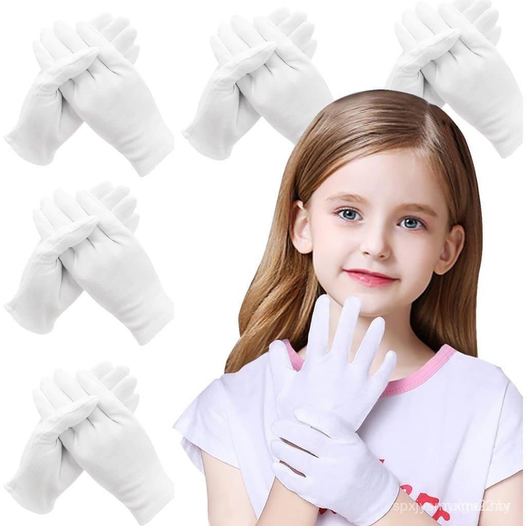 Pacote com 24 luvas de algodão brancas, adequadas para mãos secas, luvas hidratantes, luvas noturnas, adequadas para not