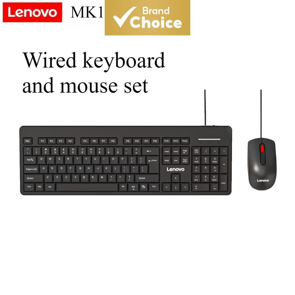 Conjunto de Teclado e Mouse com Fio Lenovo MK14, sem latência, transmissão com fio estável, compacto e portátil, ideal
