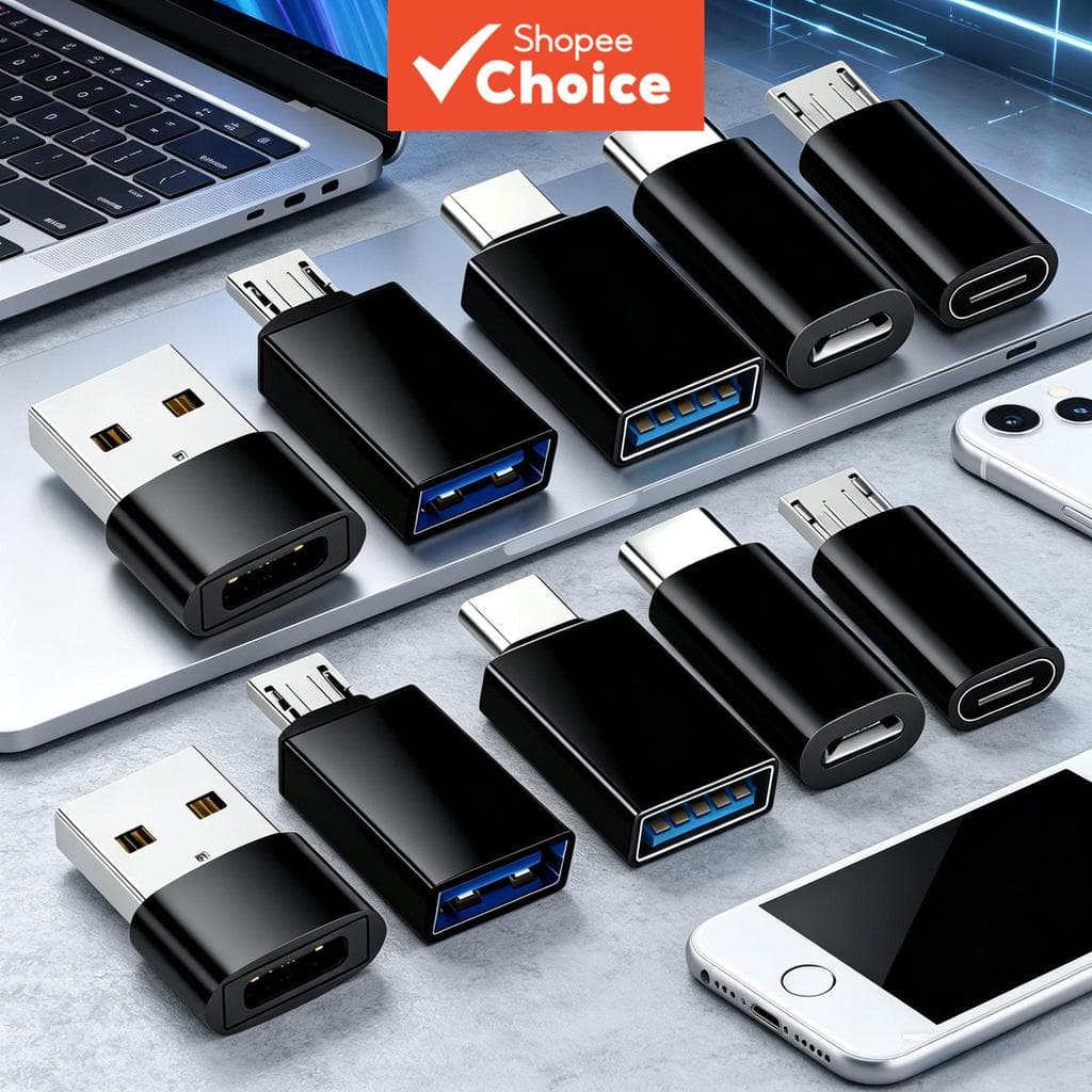 Adaptador para USB-C, Adaptador Tipo-C Fêmea para USB, Conversor de Conector Micro para USB-C Macho/Fêmea,