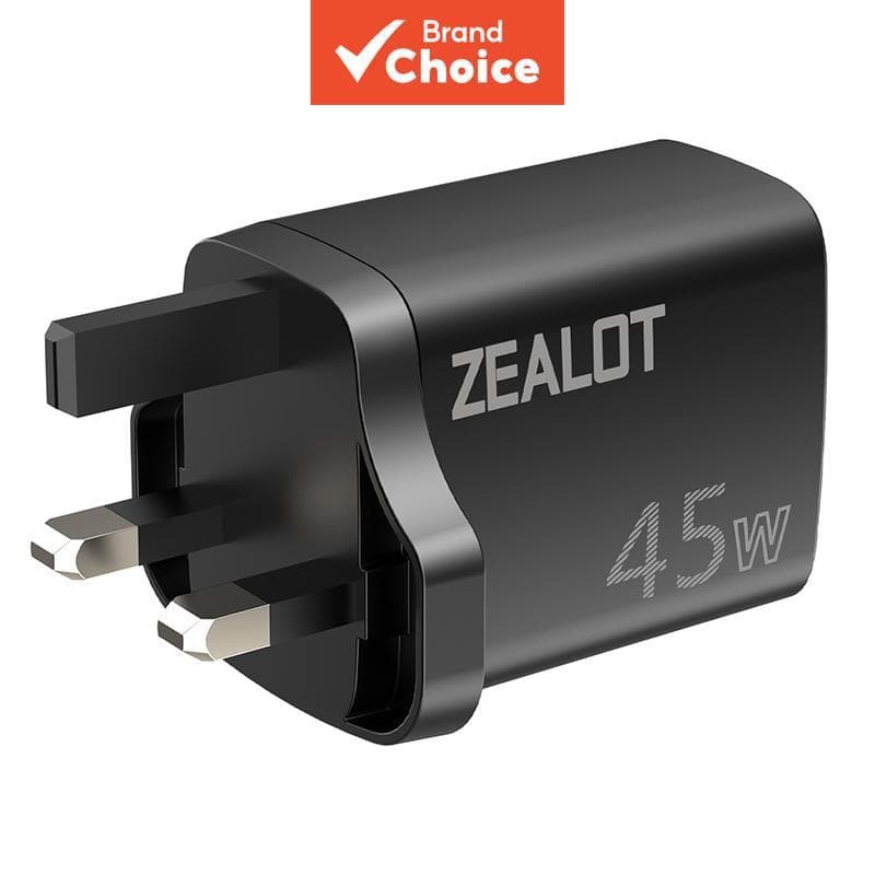 ZEALOT C35 Tomada britânica compatível adaptador de energia 45W 2C1A multi-portas, com circuito de proteção inteligente