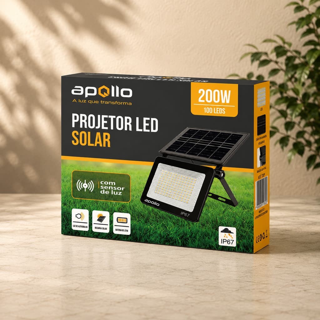 PROJETOR LED SOLAR 200W C/SENSOR 6500K GK181