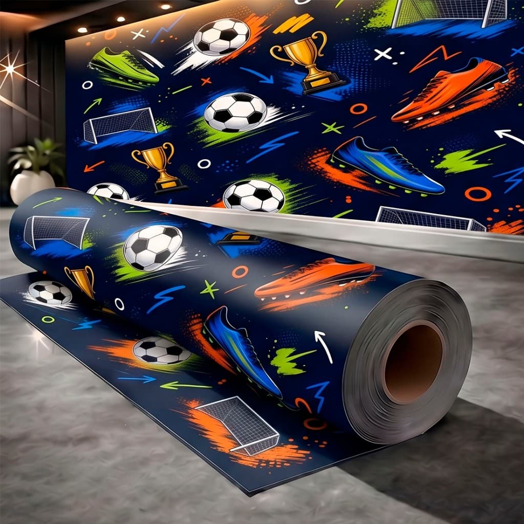 Papel de Parede Adesivo Para Quarto Infantil Futebol Sala de Jogos Juvenil
