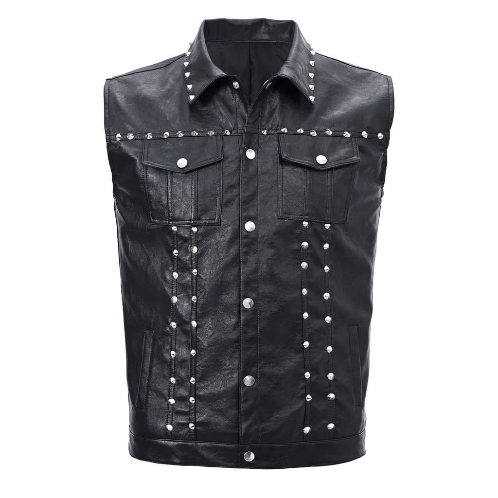 Homens Motocicleta Punk Sem Mangas Denim Colete Botão Casual Streetwear Verão Camadas Roupas